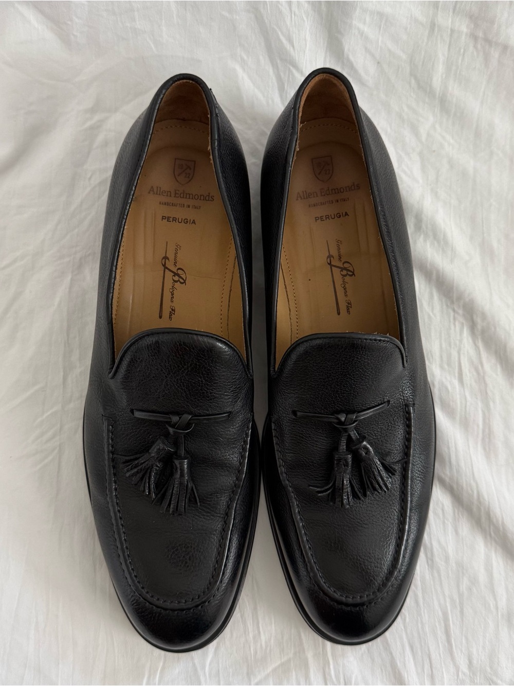 Allen Edmonds Men’s Black Leather Perugia Tassel Loafers